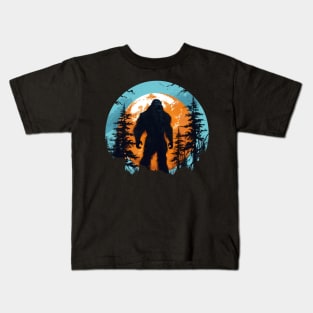 Sasquatch Silhouette And Moon Bigfoot Kids T-Shirt